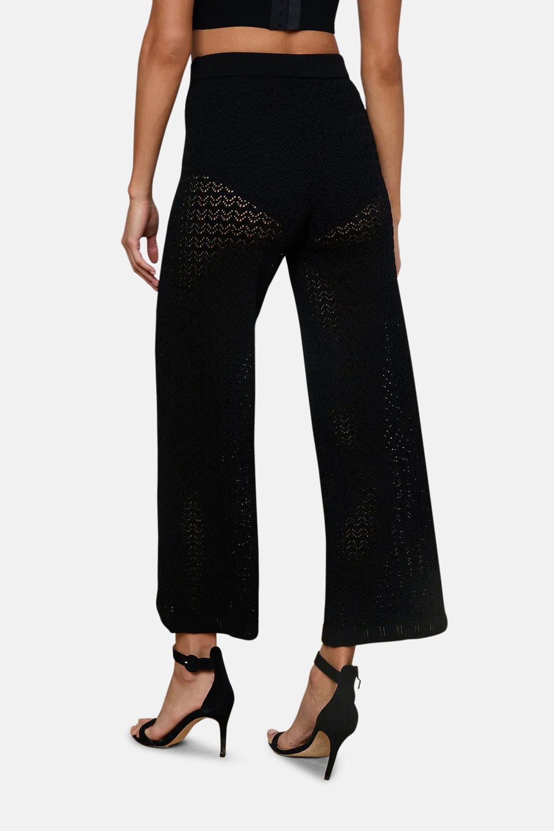 Gaelle Pointelle Knit Pant Black