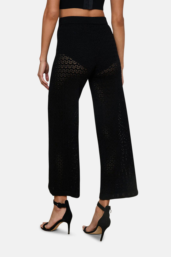 Gaelle Pointelle Knit Pant Black