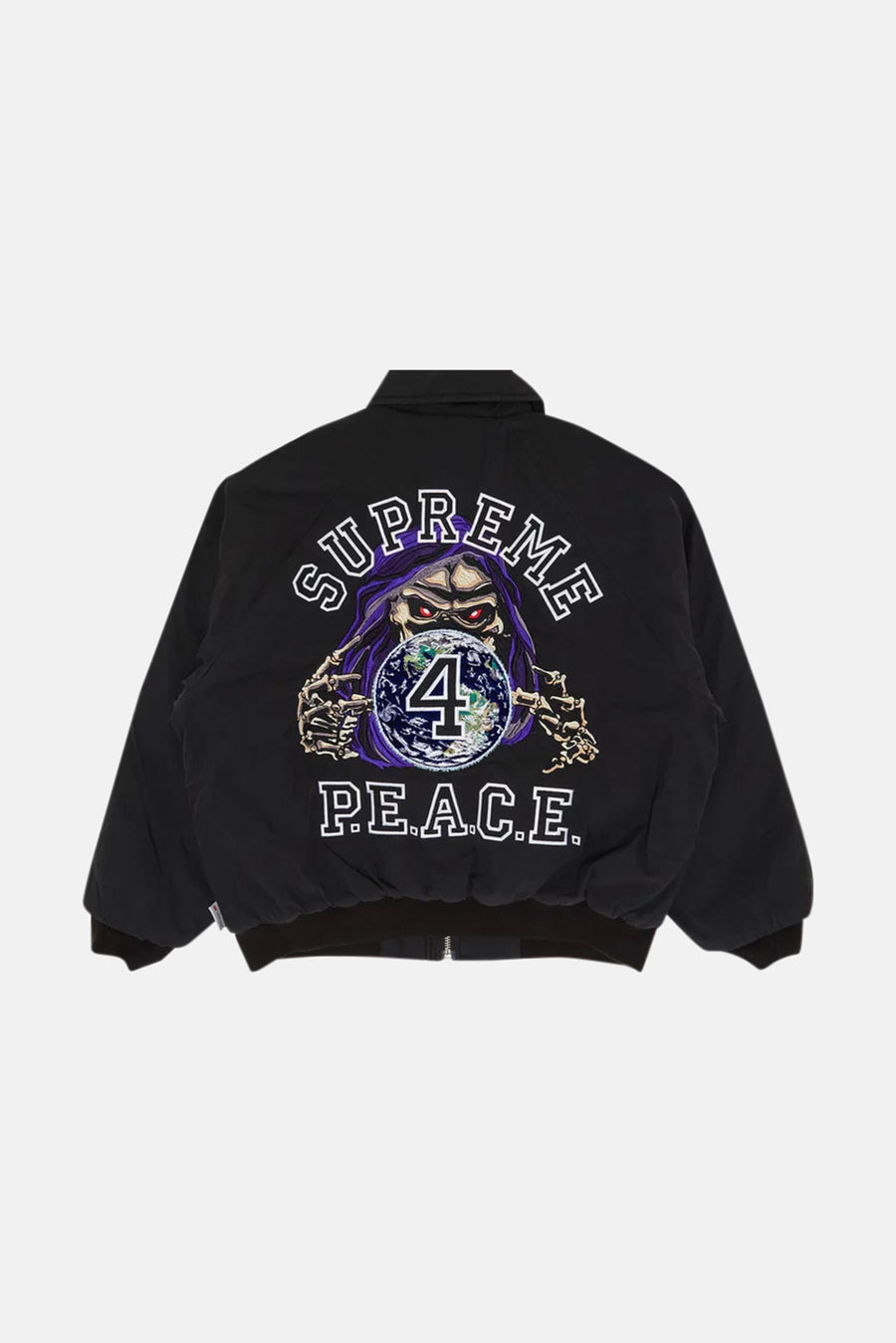 Peace Embroidered Work Jacket Black