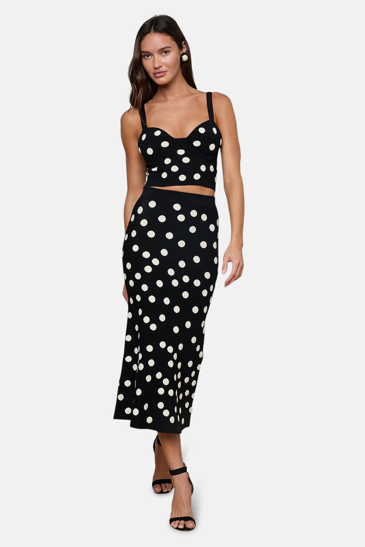 Tula Knit Bra Top Black/Ecru Polka Dot