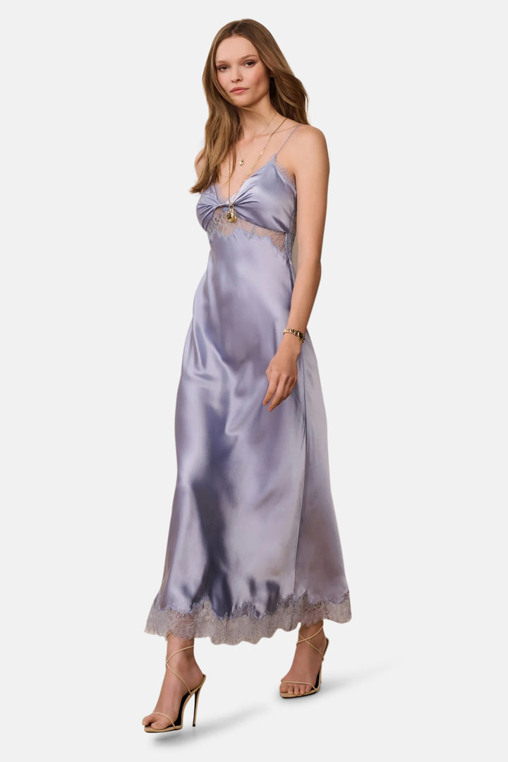 Orianna Silk-Blend Maxi Dress Washed Sky