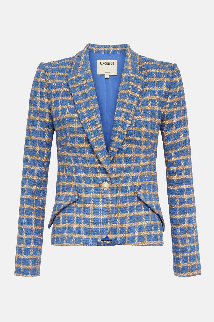 Jennah Blazer Blue Horizon/Gold Plaid