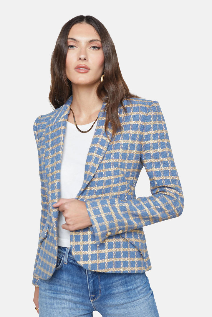 Jennah Blazer Blue Horizon/Gold Plaid