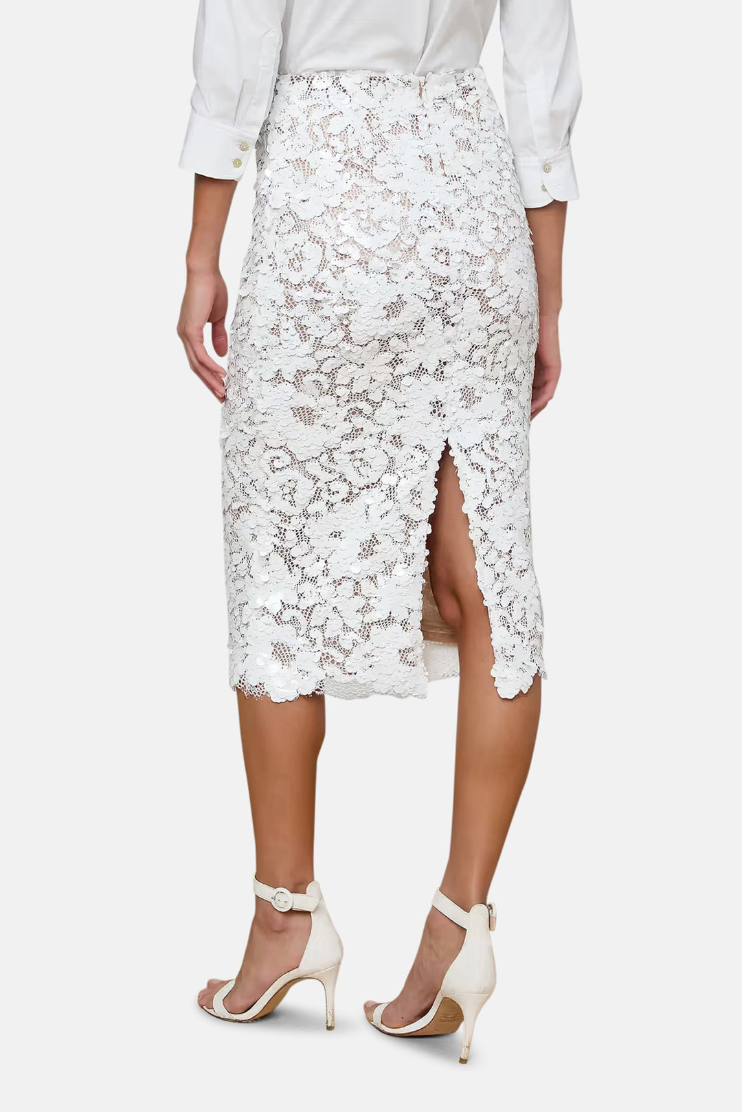 Makena Sequin Pencil Skirt White
