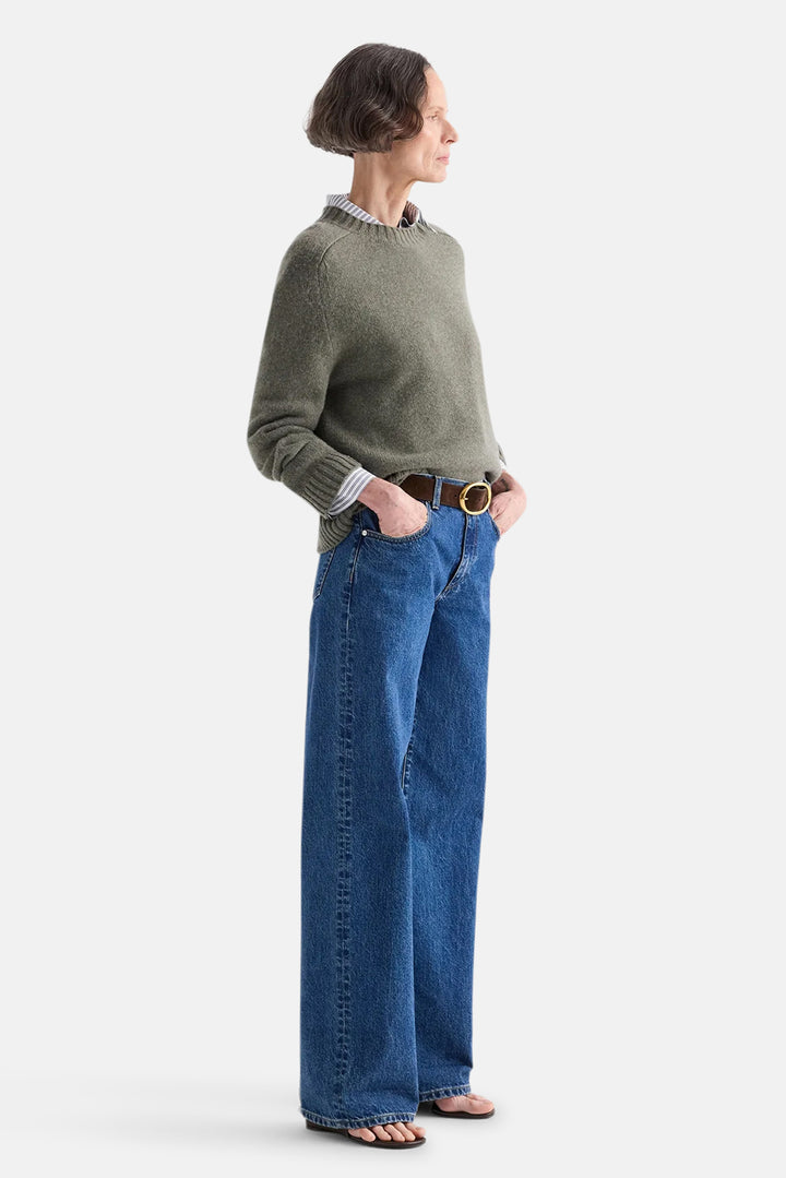 New Jill Crewneck Sweater in Italian Cashmere Moss