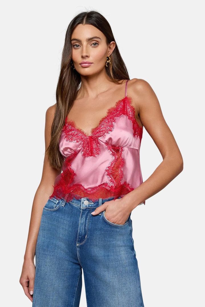 Kimber Silk Lace Camisole Fondant Pink/Chili Pepper