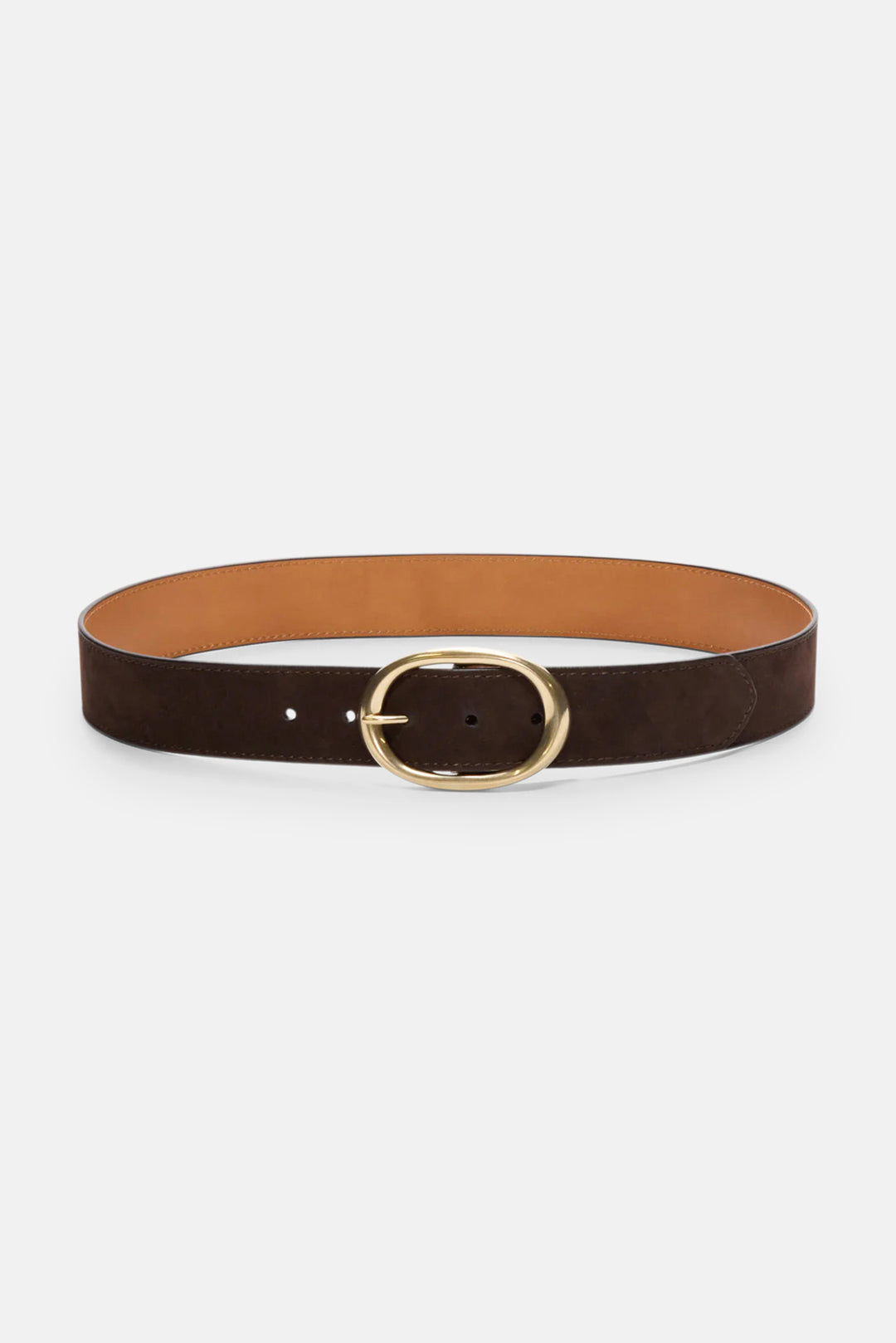 Wide Belt In Suede Leather Chocolate