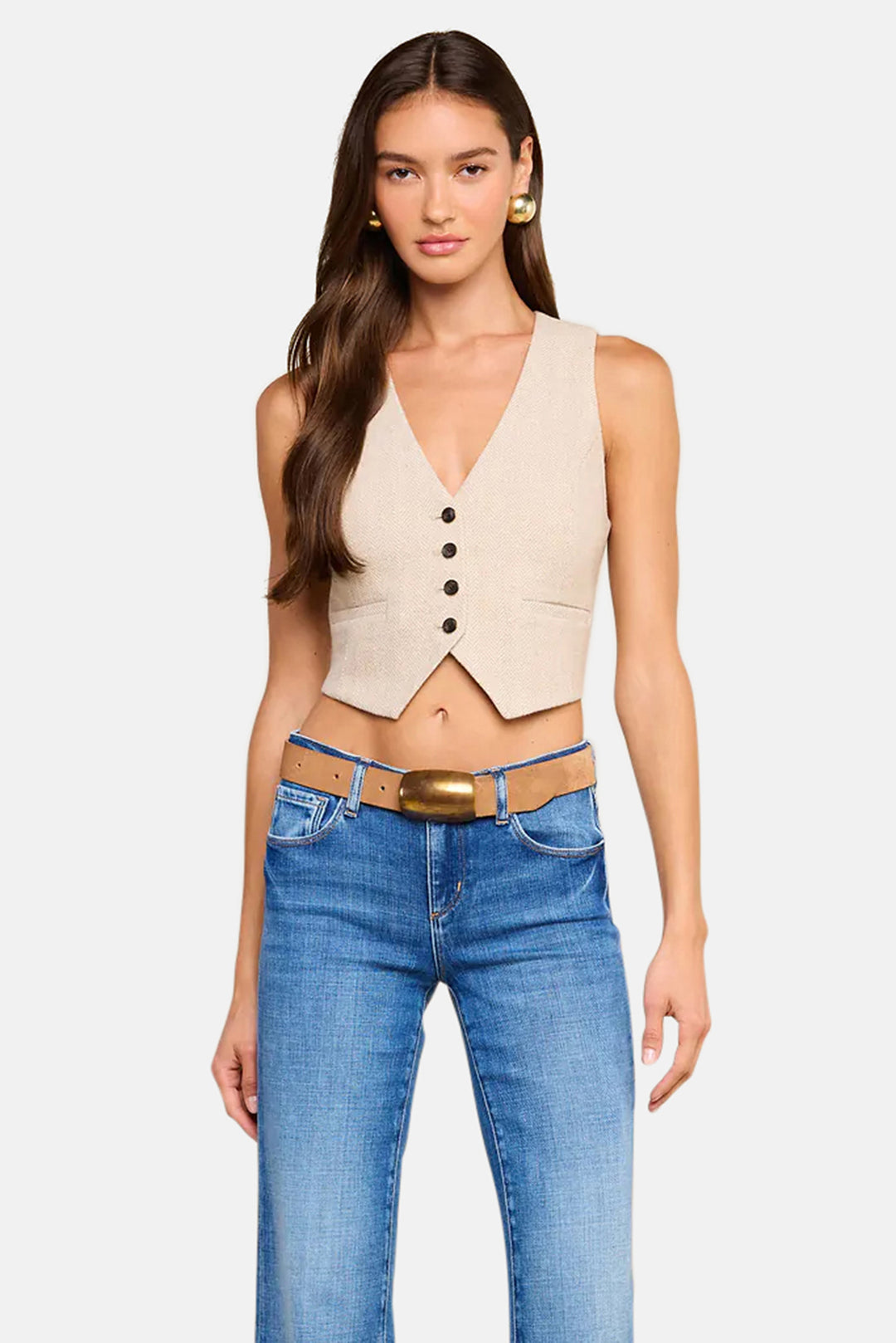 Jianna Vest Cappuccino/Ivory Tweed