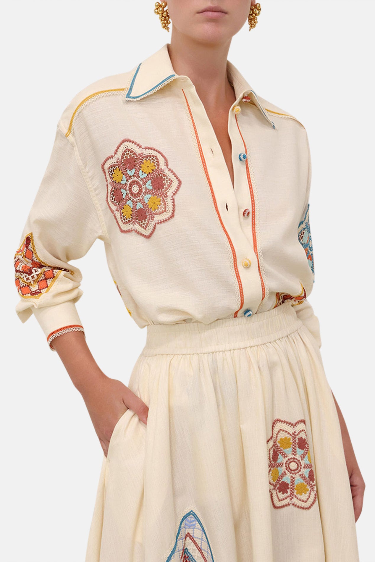 トップス otomi Zimmerman Ottie Doily Shirt Cream Multi – blueandcream