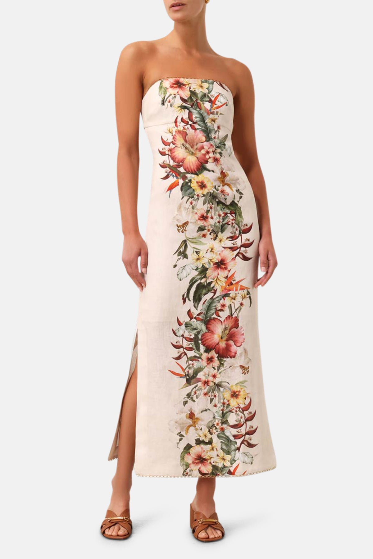 Zimmerman Lexi Column Dress Ivory Palm blueandcream Zimmerman Lexi Column Dress Ivory Palm blueandcream