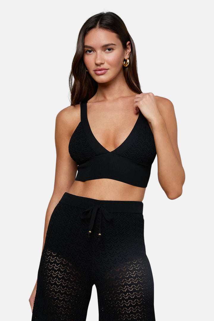 Reverie Pointelle Knit Bralette Black