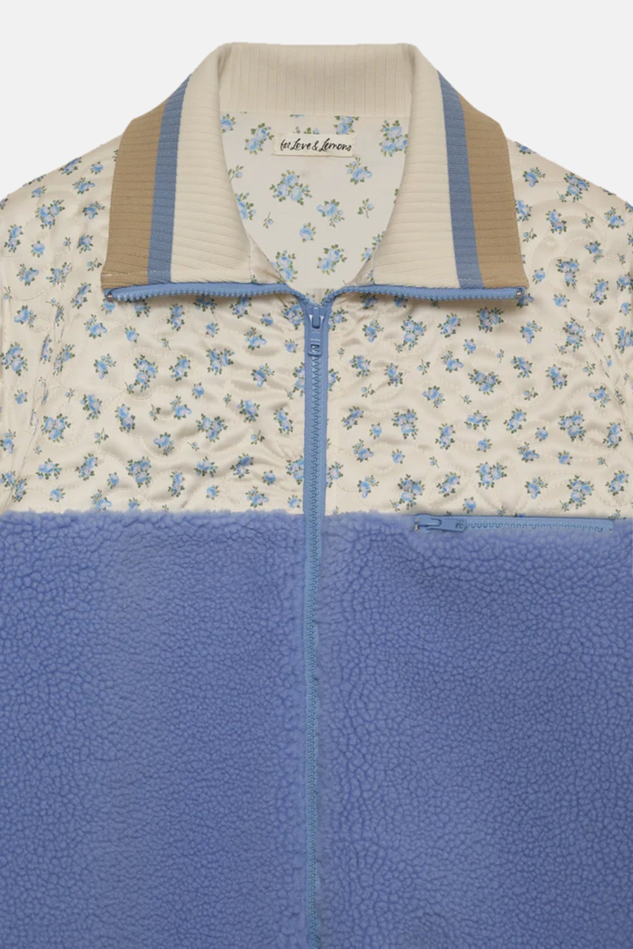 For Love & Lemons Saide Floral Fleece Jacket Blue – blueandcream