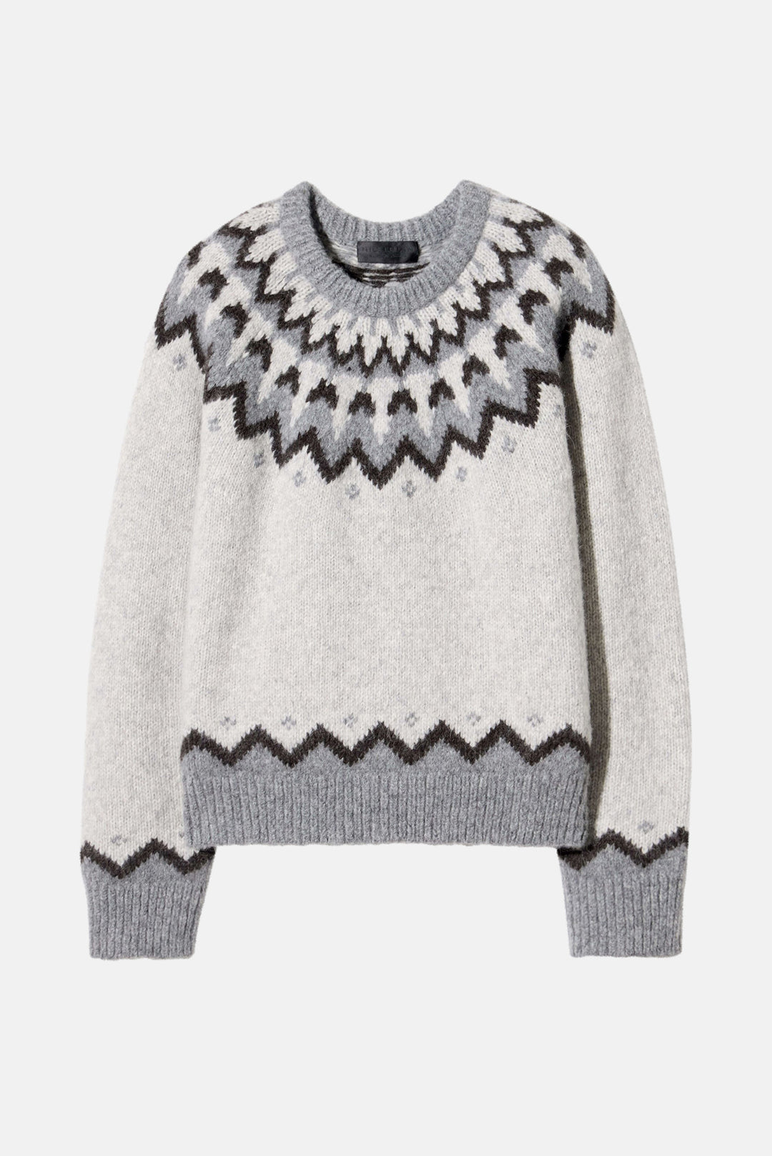Alan Fair Isle Sweater Light Grey Fair Isle