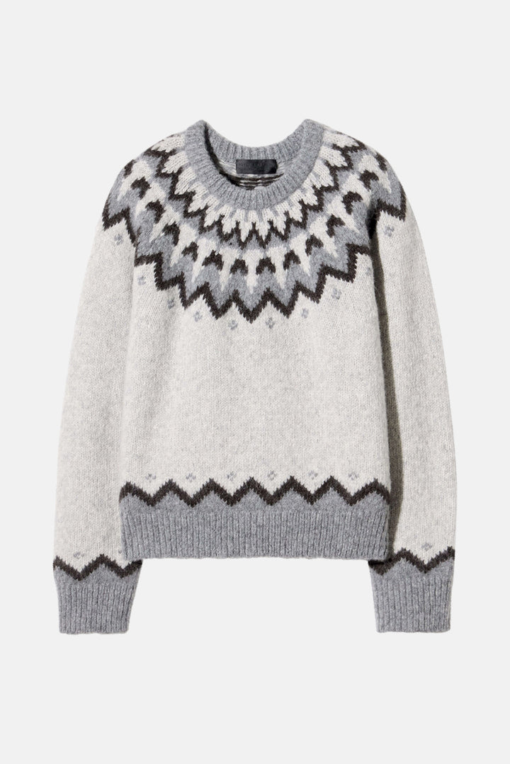 Alan Fair Isle Sweater Light Grey Fair Isle