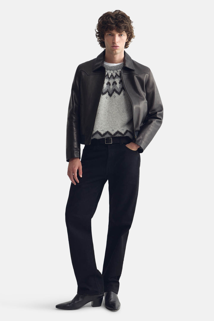 Alan Fair Isle Sweater Light Grey Fair Isle