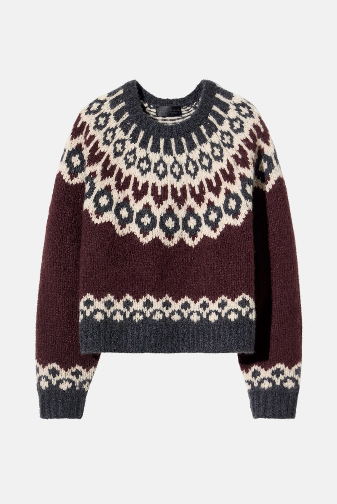 Isaline Fair Isle Sweater Burgundy Fairisle