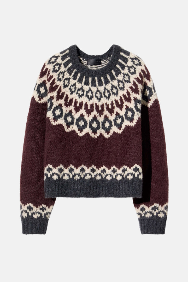 Isaline Fair Isle Sweater Burgundy Fairisle