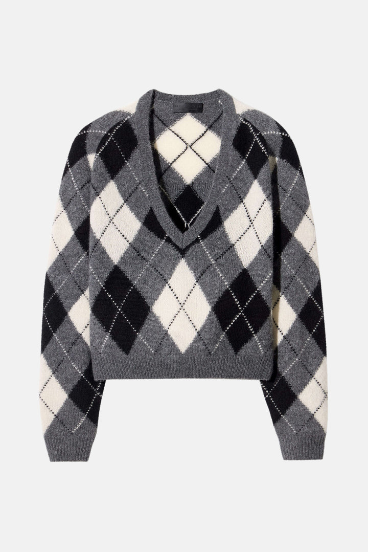 Feron Argyle Sweater Grey/Ivory Argyle