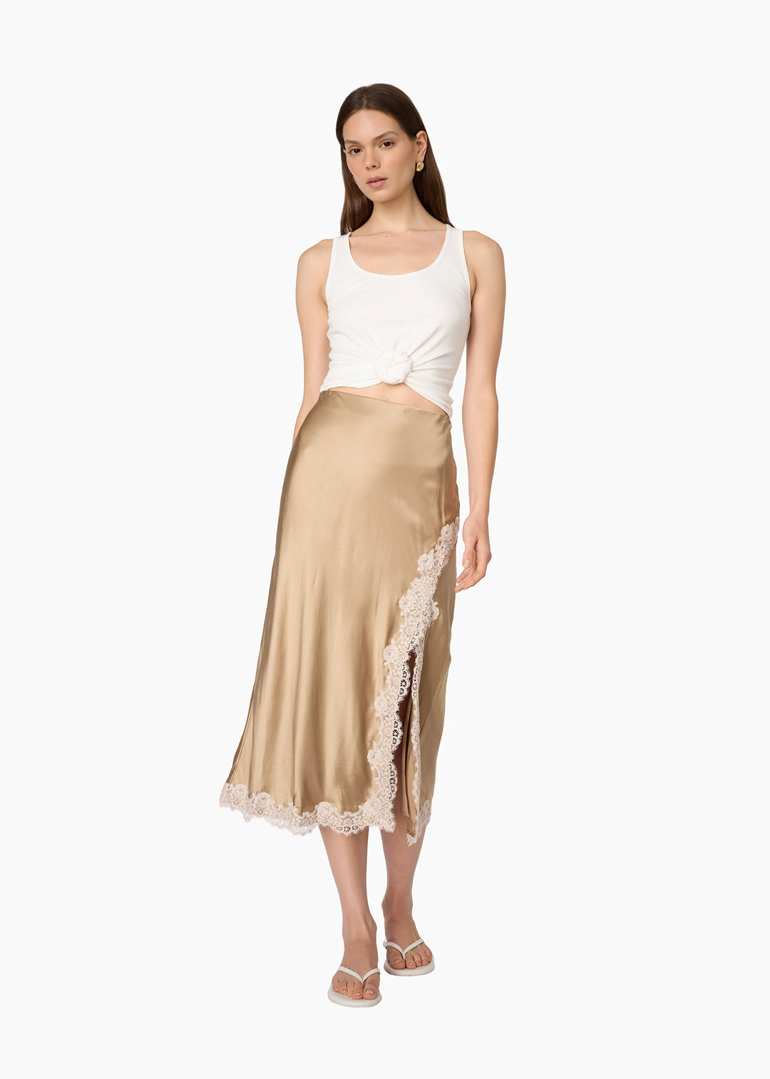 Teagan Silk Midi Skirt Birch