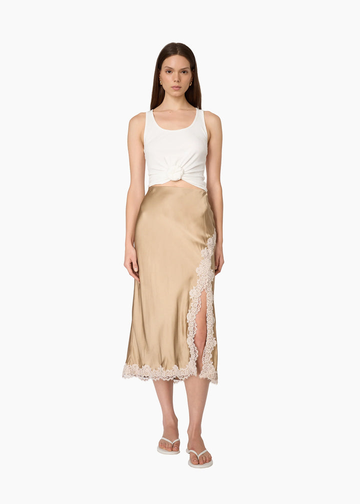Teagan Silk Midi Skirt Birch