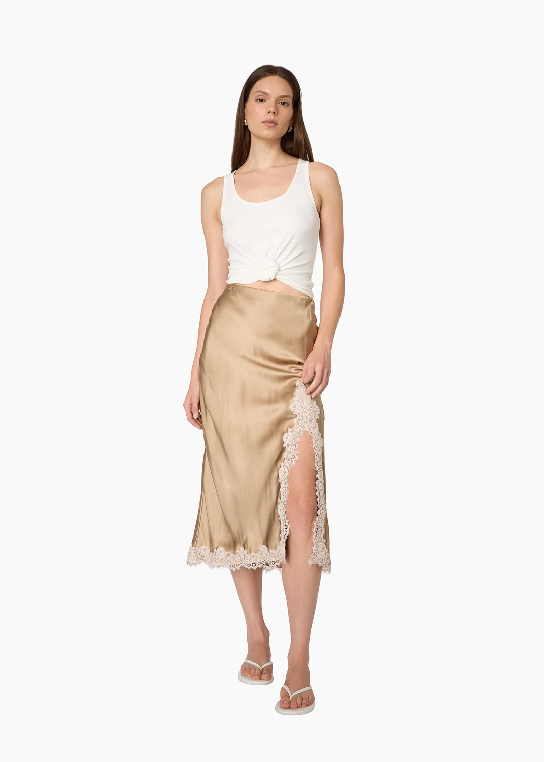 Teagan Silk Midi Skirt Birch