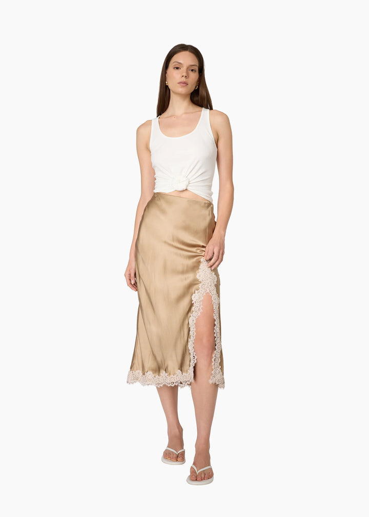 Teagan Silk Midi Skirt Birch