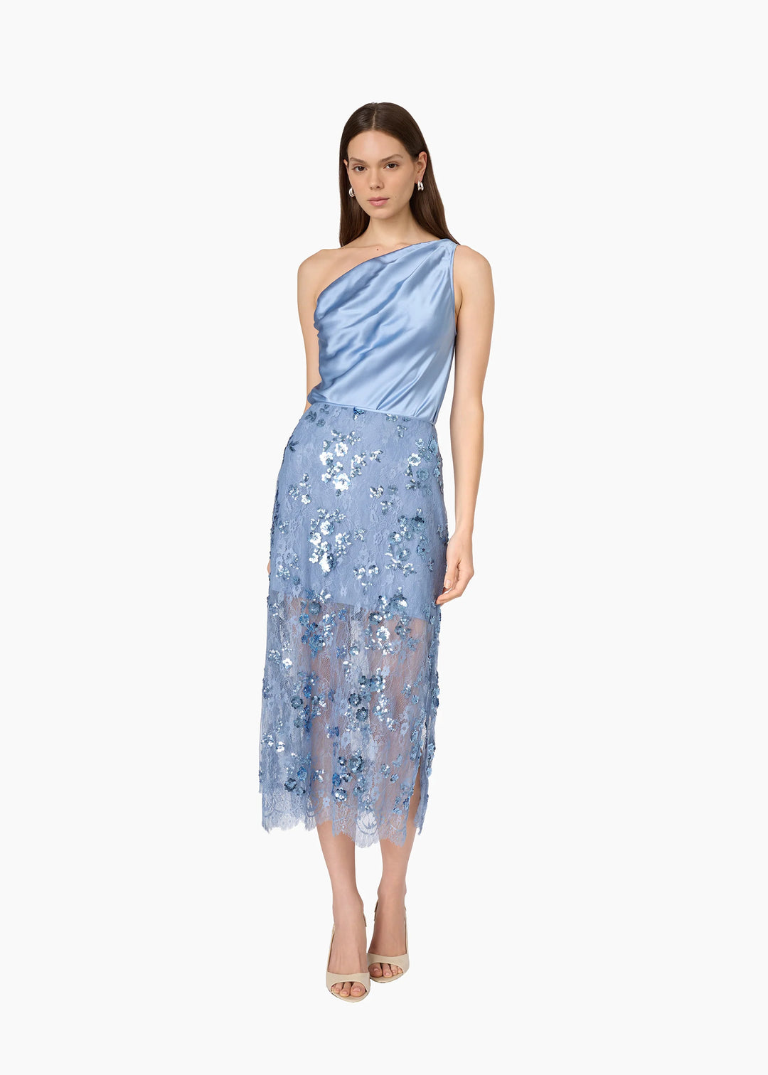 Aylin Sequin Lace Midi Skirt Mist