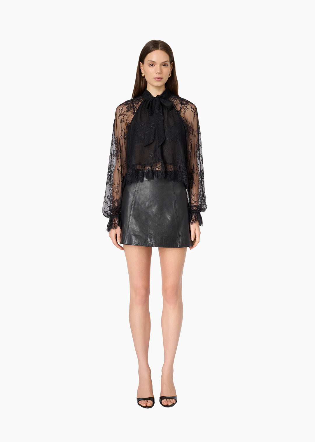 Cillian Genuine Leather Mini Skirt Black