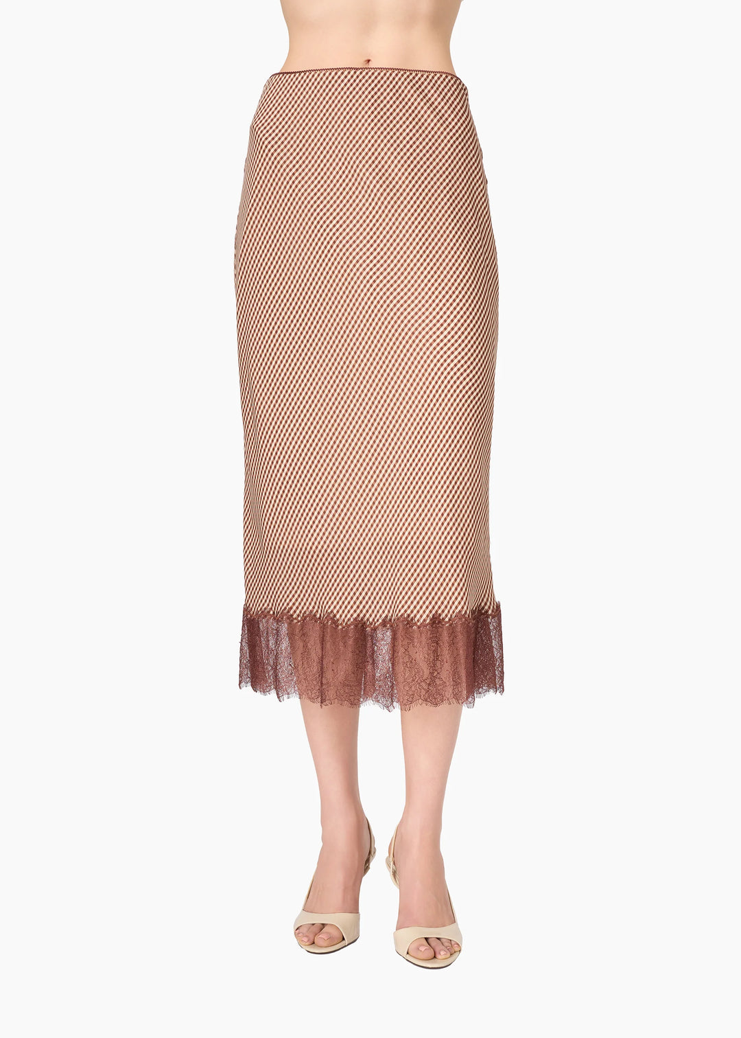 Sharon Midi Skirt Brown Gingham