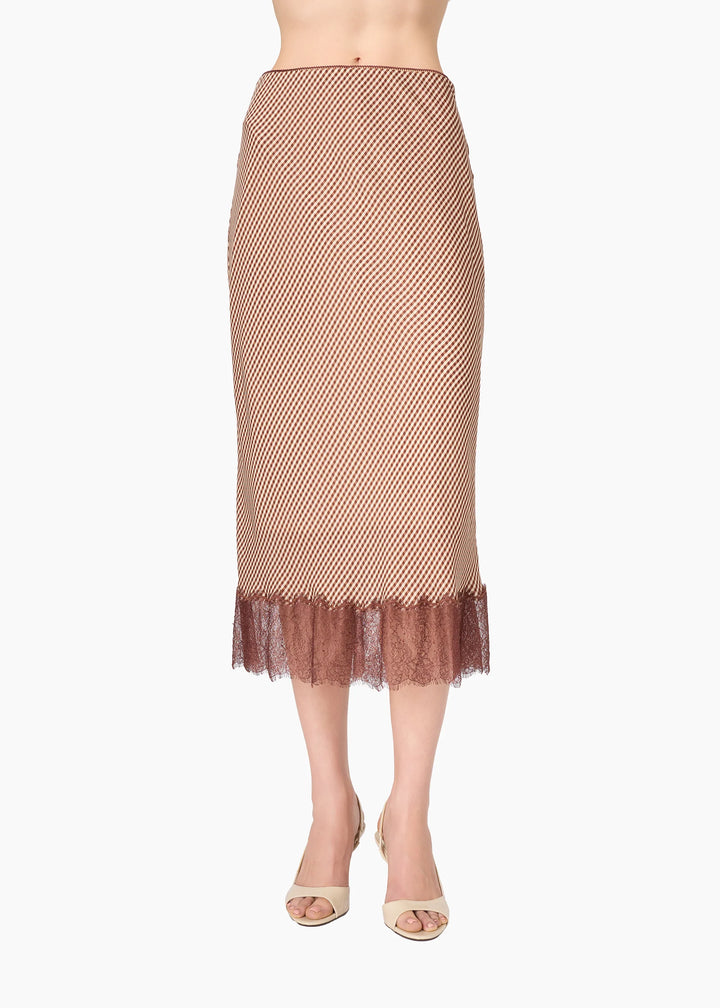 Sharon Midi Skirt Brown Gingham