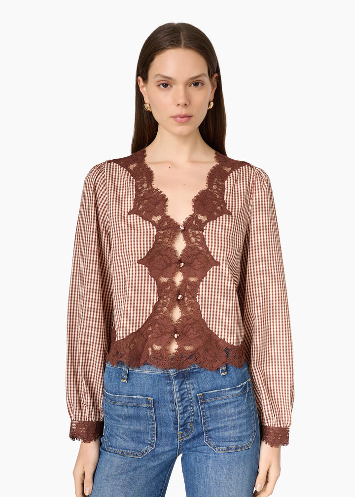Yuri Blouse Brown Gingham
