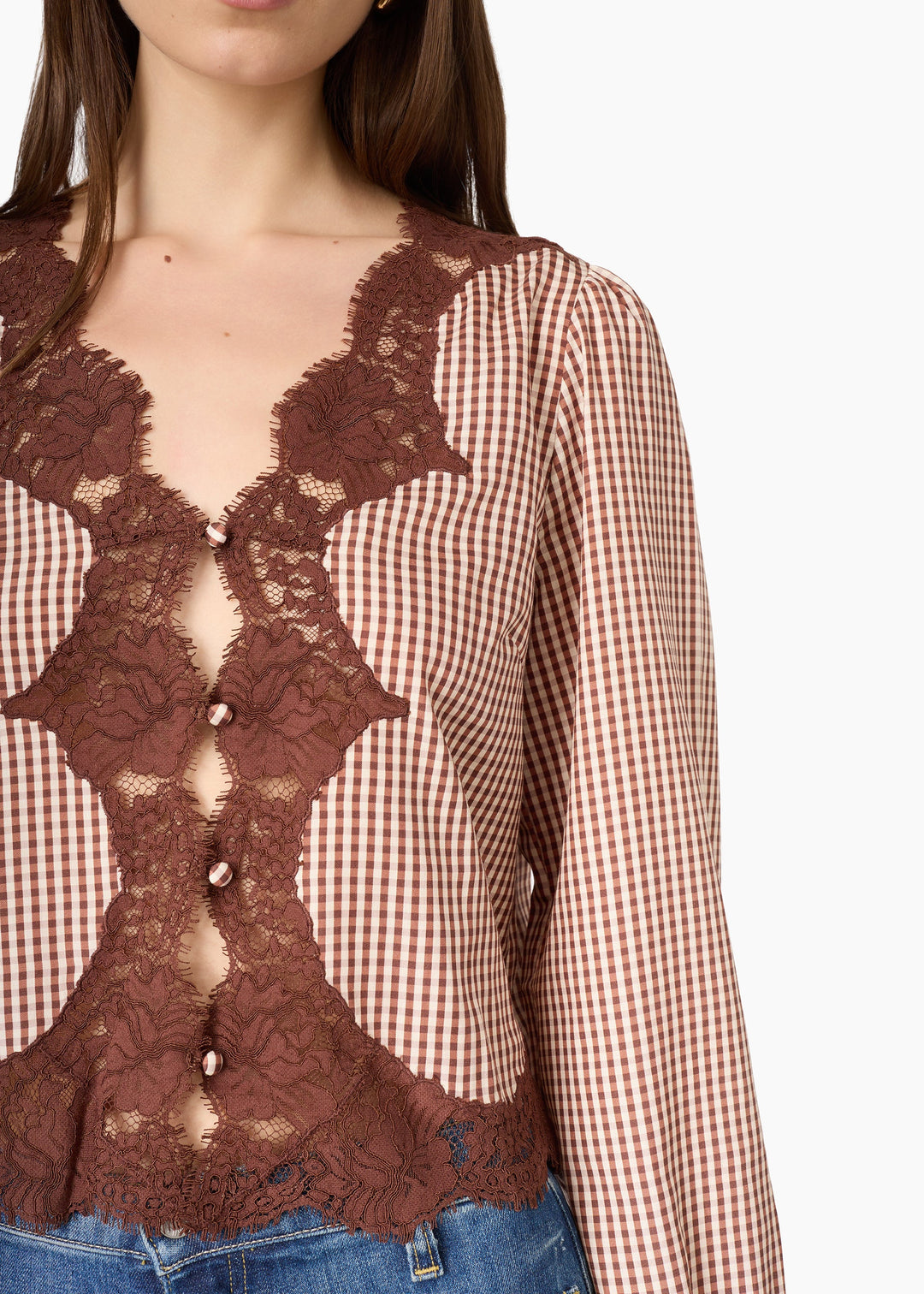 Yuri Blouse Brown Gingham