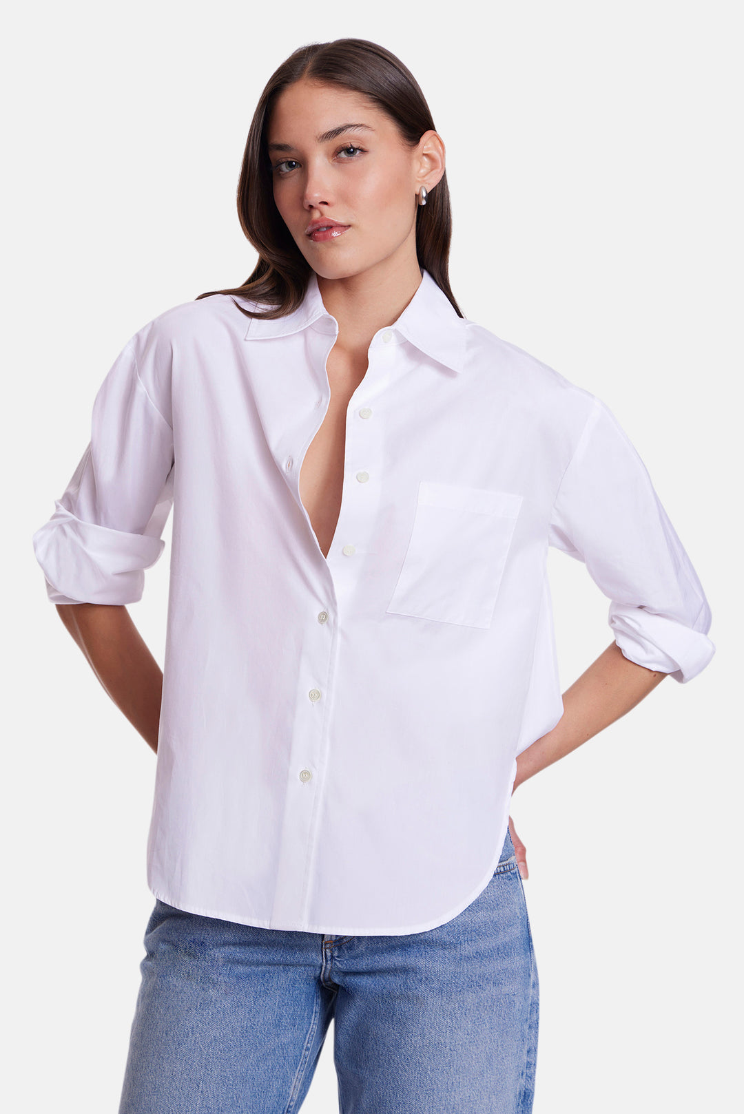 Lily Poplin Boyfriend Shirt White