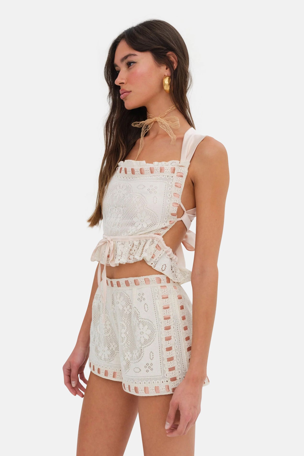 For Love & Lemons Charlotte Lace Short Cream – blueandcream