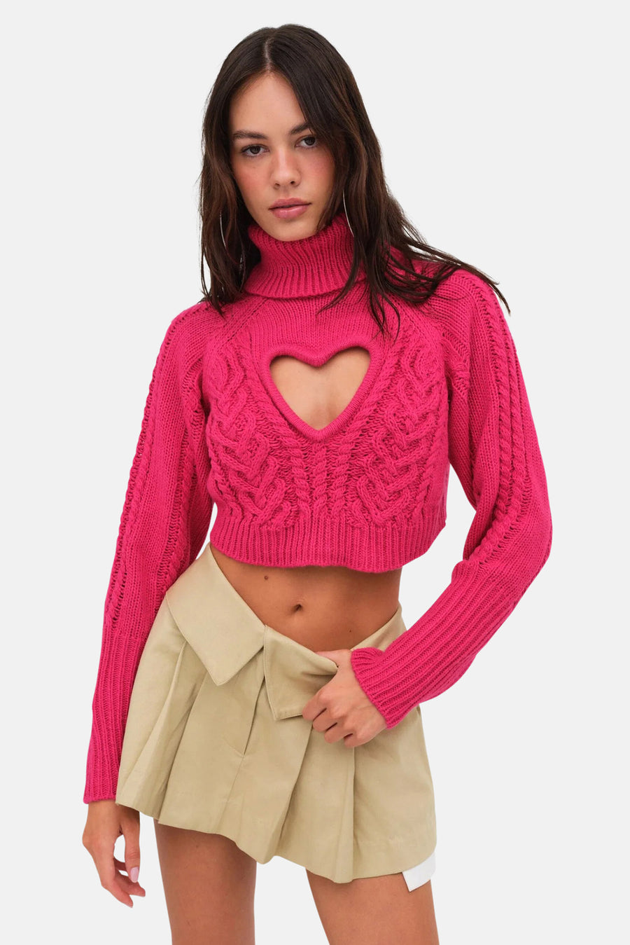 Vera Cropped Cut out Sweater Fuchsia Pink