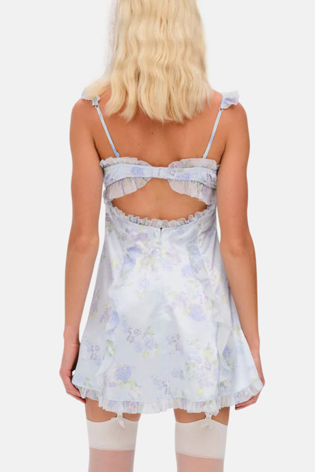 For Love & Lemons Marisa Mini Dress Blue blueandcream For Love & Lemons Marisa Mini Dress Blue blueandcream