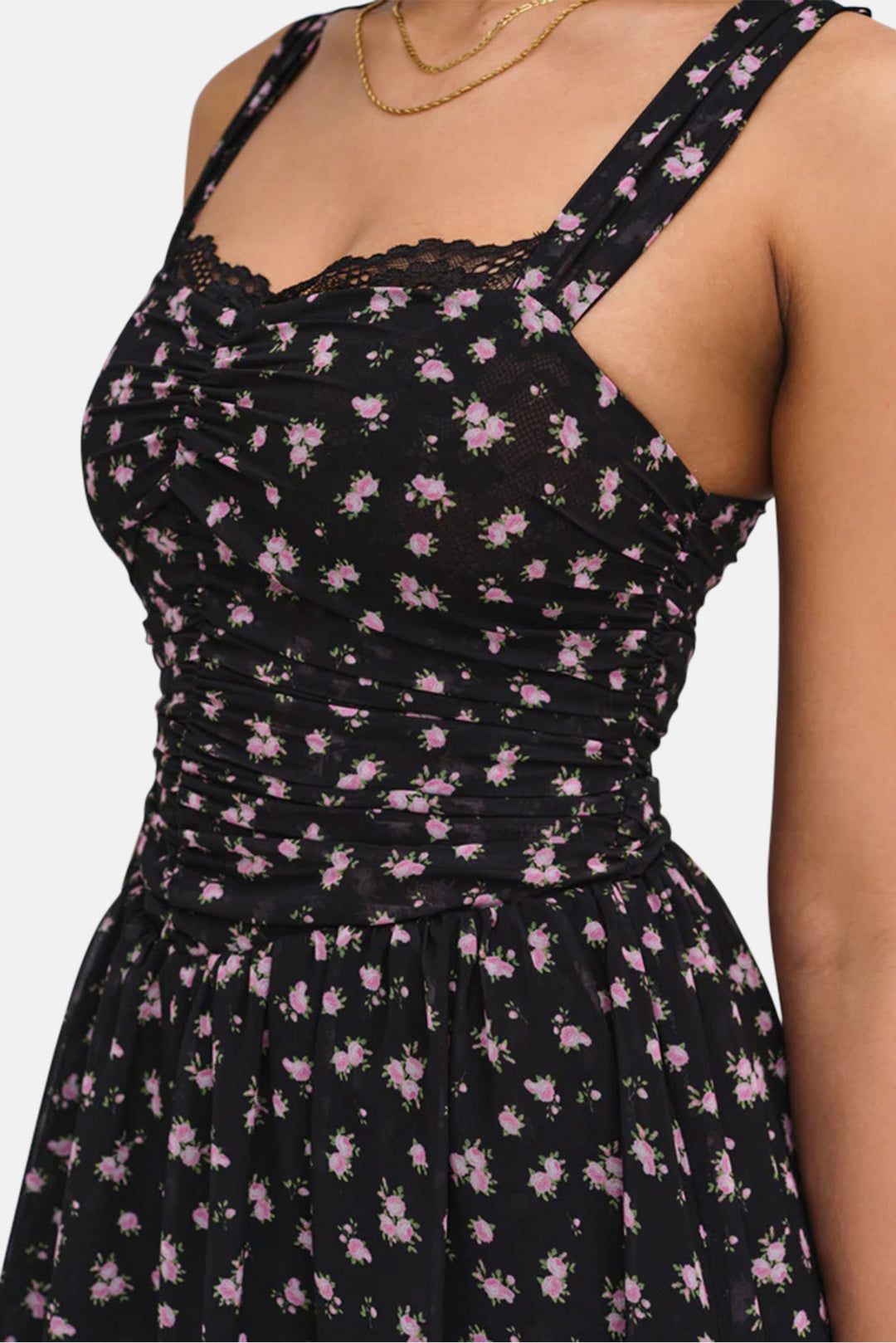 For Love & Lemons Noa Midi Dress Black blueandcream For Love & Lemons Noa Midi Dress Black blueandcream