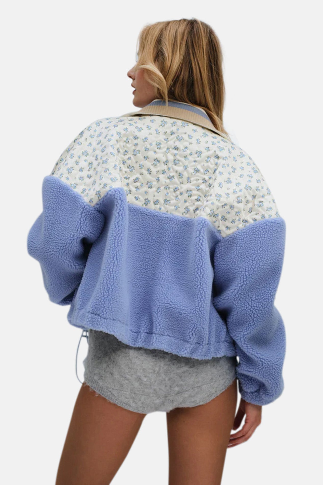 For Love & Lemons Saide Floral Fleece Jacket Blue – blueandcream