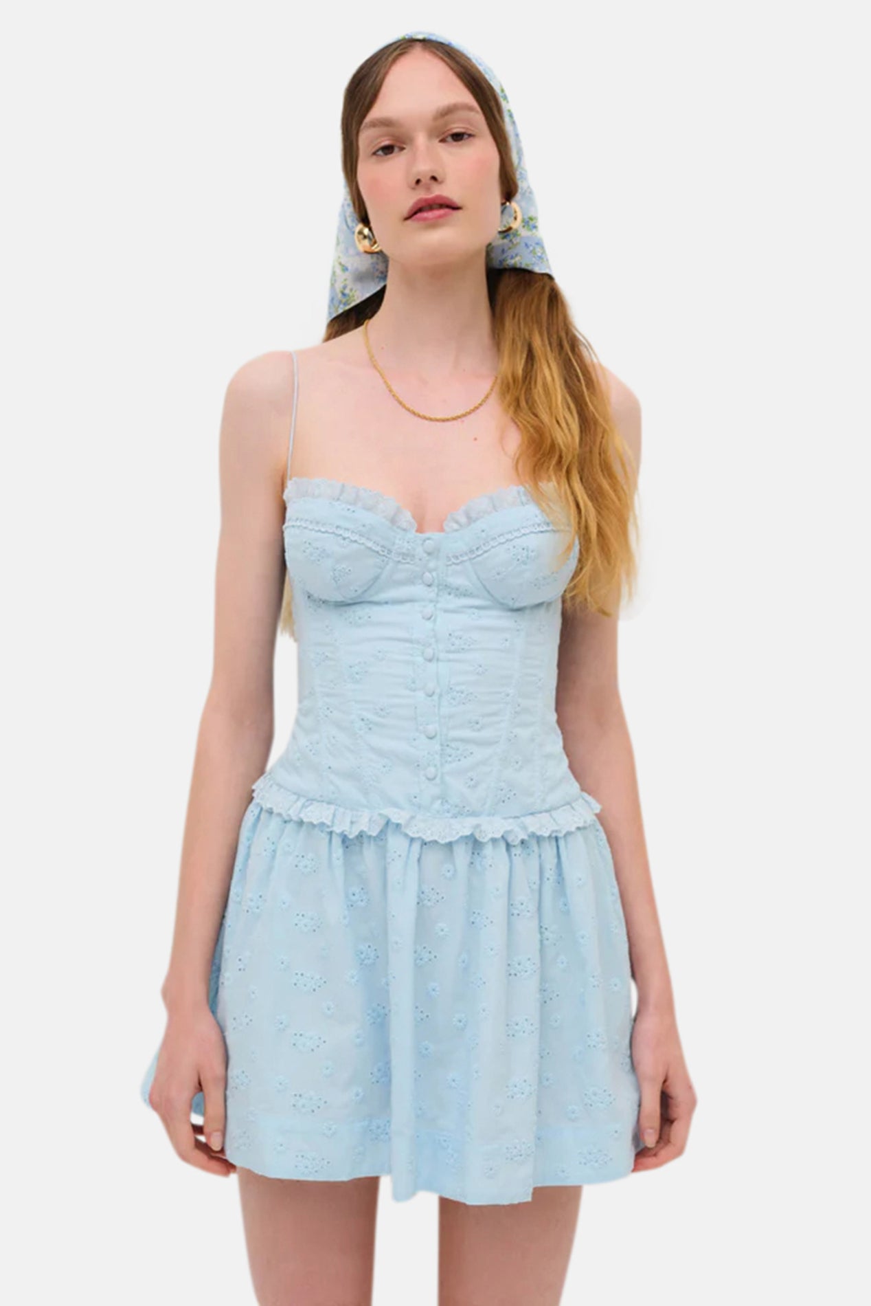 トップス ans dotsloevner MINI DRESS BLUE For Love & Lemons Marlowe Mini Dress Light Blue – blueandcream