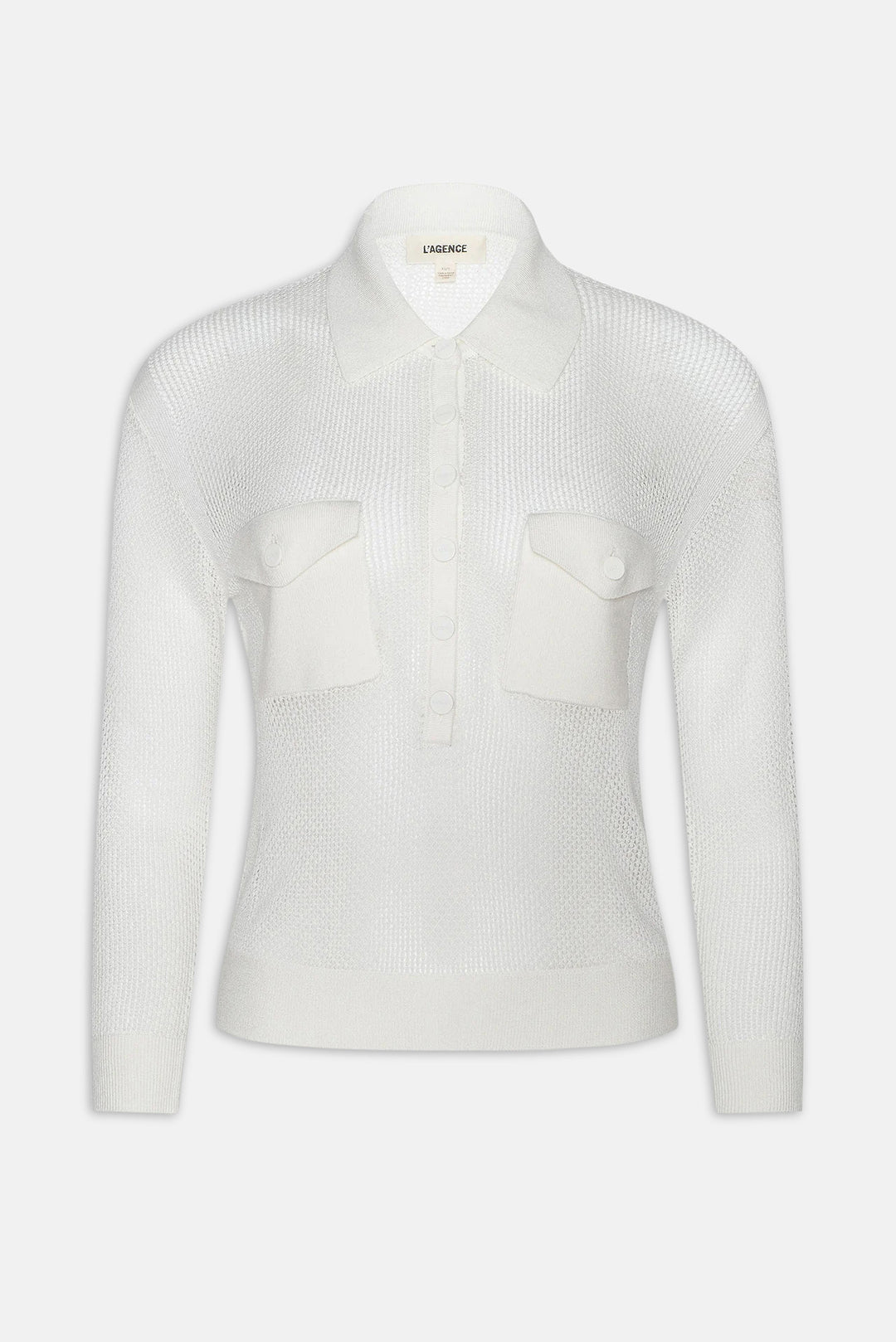 Carine Pointelle Collared Sweater Ivory