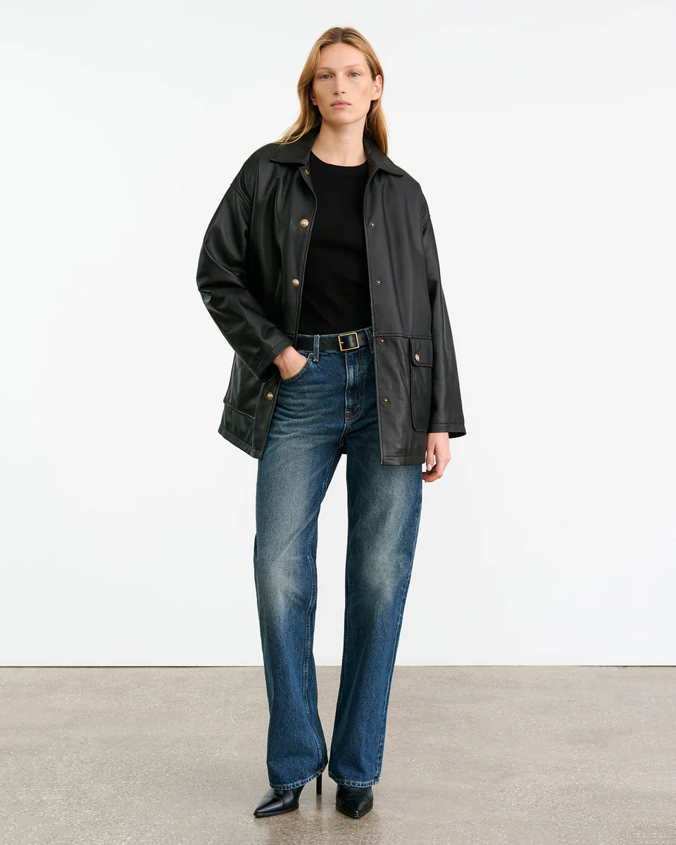 Cordel Leather Coat Black