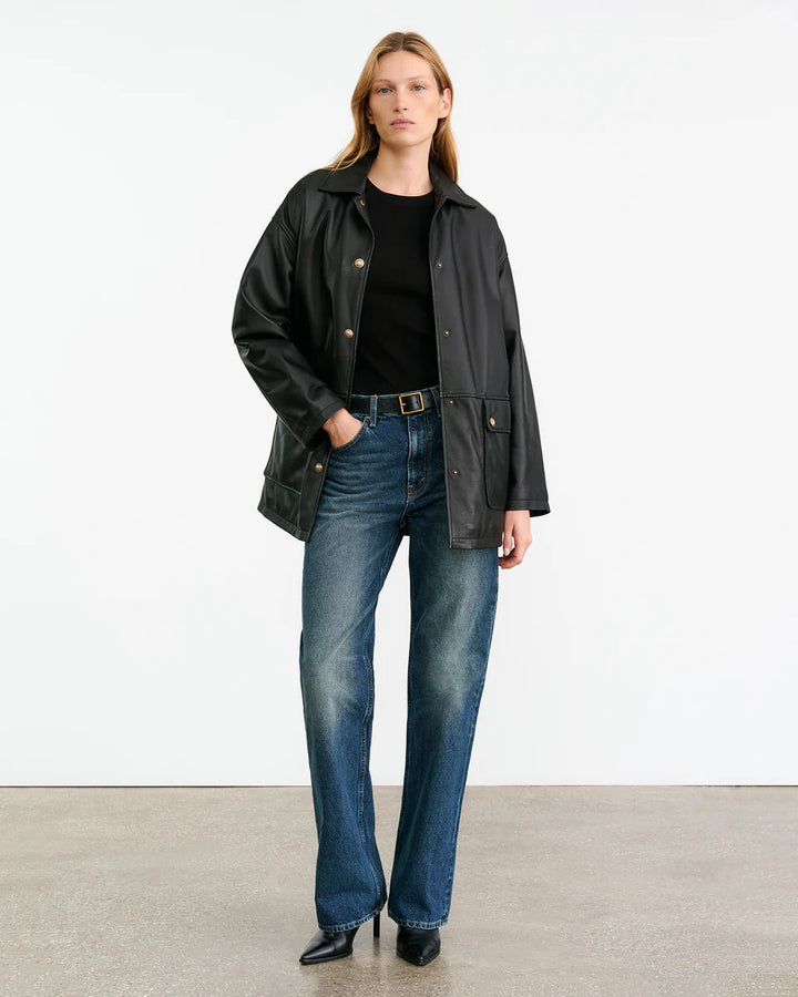 Cordel Leather Coat Black