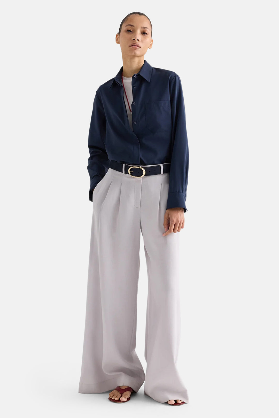 Avery Pant in Couture Stretch Suiting Vapor Blue