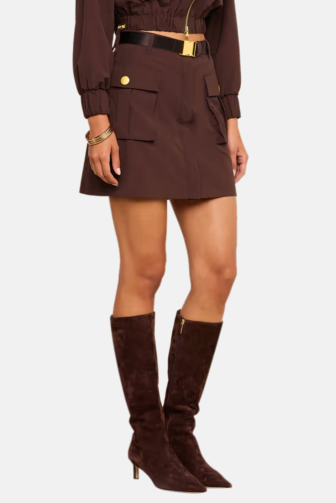 Norene Nylon Mini Skirt Dark Java