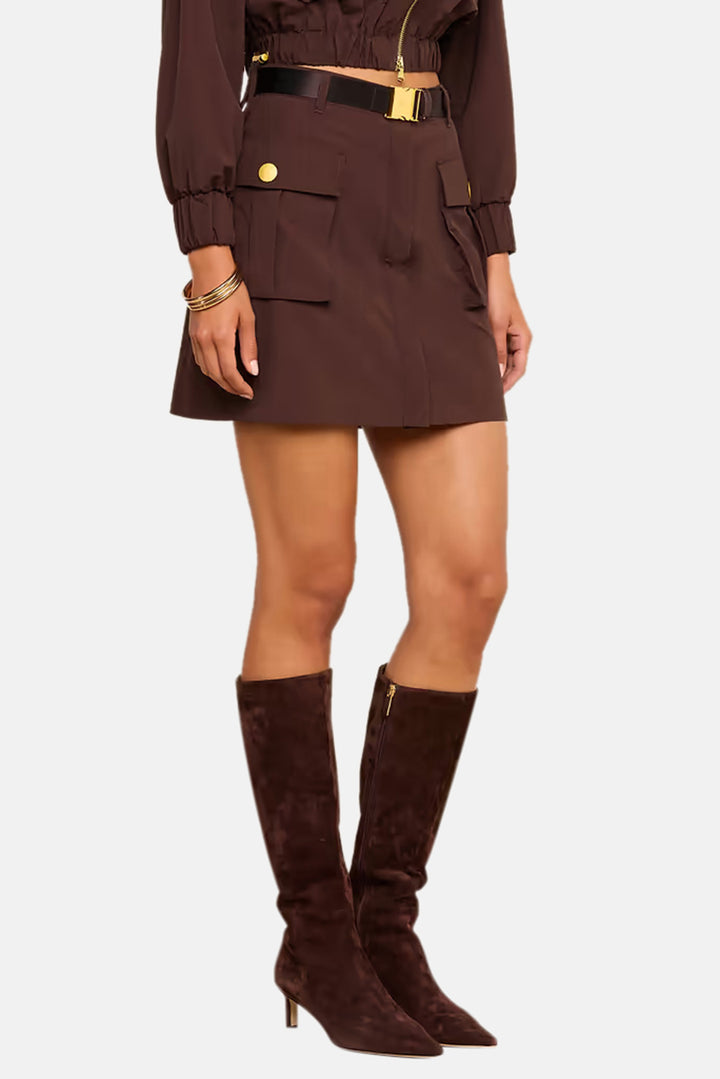 Norene Nylon Mini Skirt Dark Java