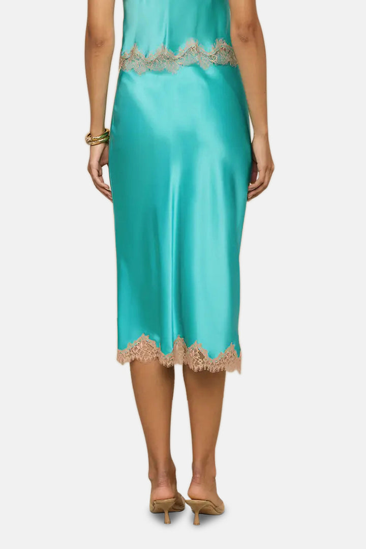 Tico Silk Lace Skirt Cyan/Cappuccino