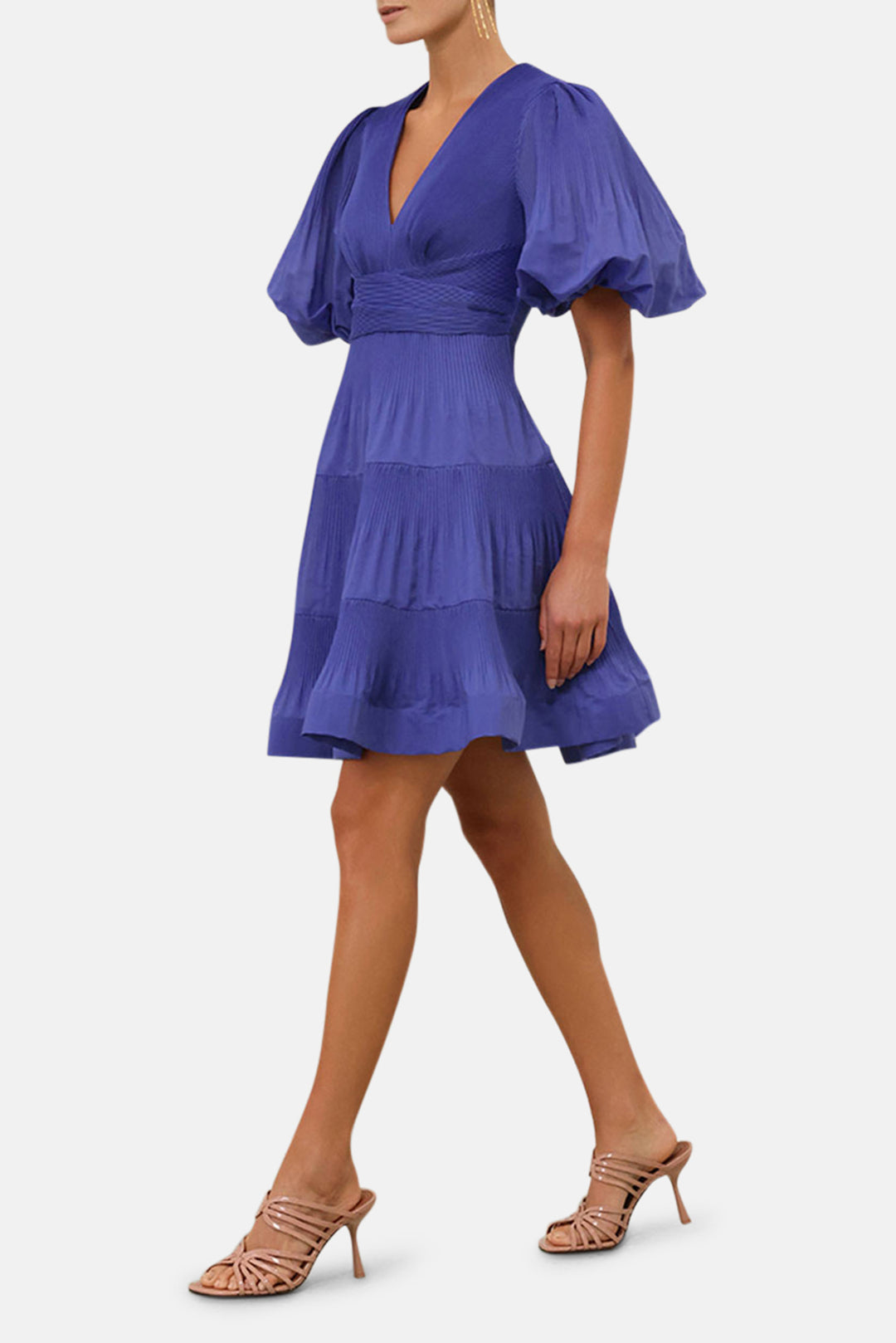 blue pleated mini dress Short pleated dress Blue For Women