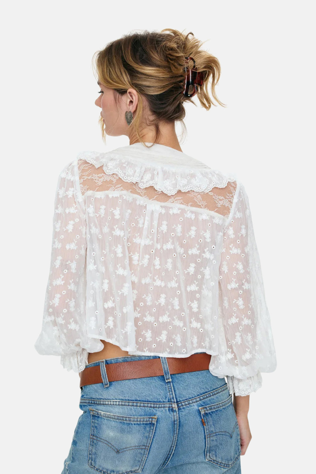 Hamptons Eyelet Blouse Cream