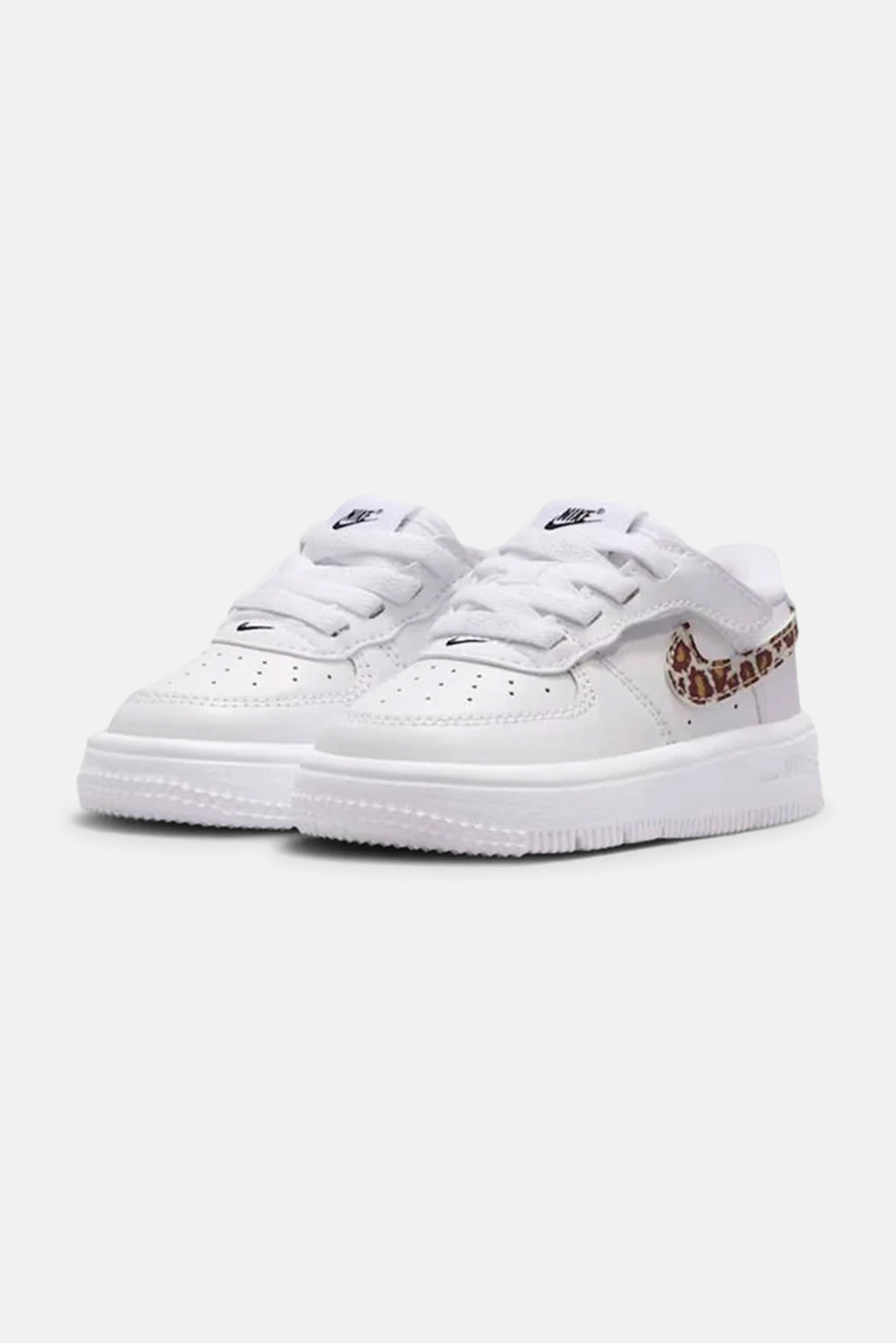 Kid's Force 1 Low EasyOn 'White/Cheetah Swish' (TD)