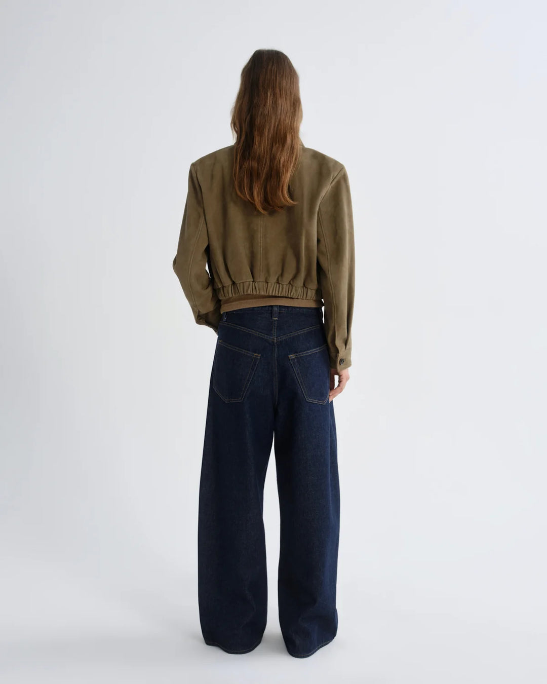 Nahla Cropped Suede Jacket in Canopy
